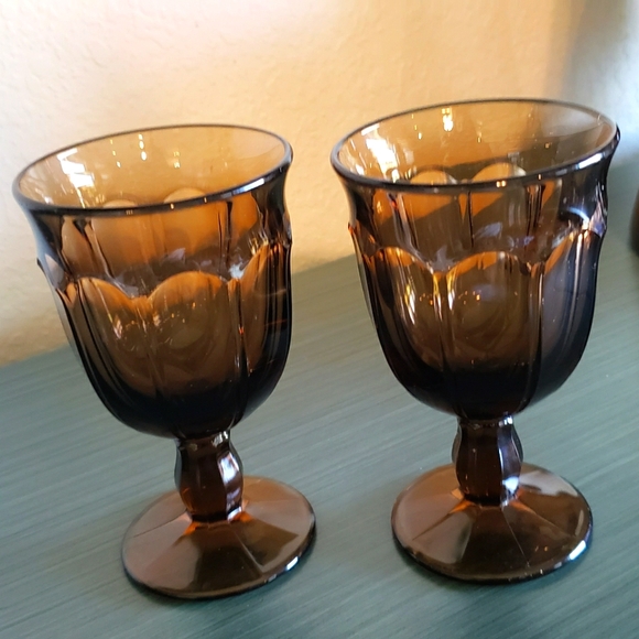 Vintage Noritake Provincial Brown Wine Glasses Tea Water Goblet Mid-Century - Picture 2 of 12